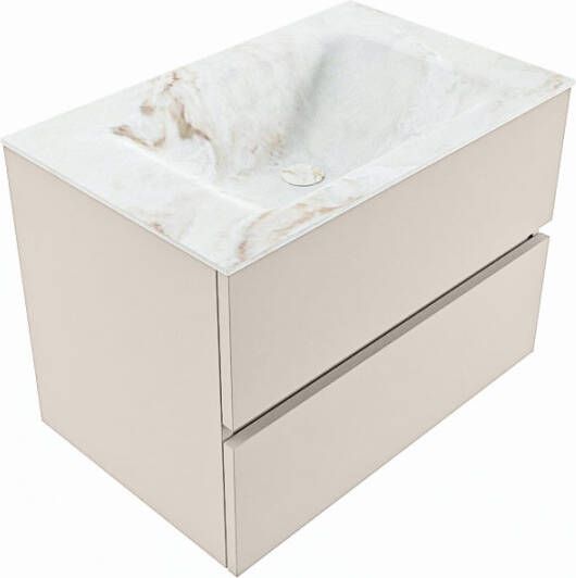 Mondiaz Vica Dlux badmeubel 70cm Linen Cloud wastafel Frappe midden zonder kraangat