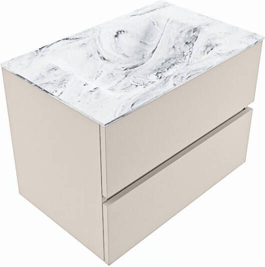 Mondiaz Vica Dlux badmeubel 70cm Linen Cloud wastafel Glace midden met 1 kraangat