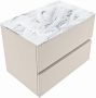 Mondiaz VICA-DLUX 70cm badmeubel onderkast Linen 2 lades. Inbouw wastafel CLOUD midden 1 kraangat kleur Glace. - Thumbnail 3