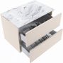 Mondiaz VICA-DLUX 70cm badmeubel onderkast Linen 2 lades. Inbouw wastafel CLOUD midden 1 kraangat kleur Glace. - Thumbnail 4