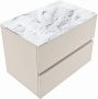 Mondiaz VICA-DLUX 70cm badmeubel onderkast Linen 2 lades. Inbouw wastafel CLOUD midden zonder kraangat kleur Glace. - Thumbnail 2