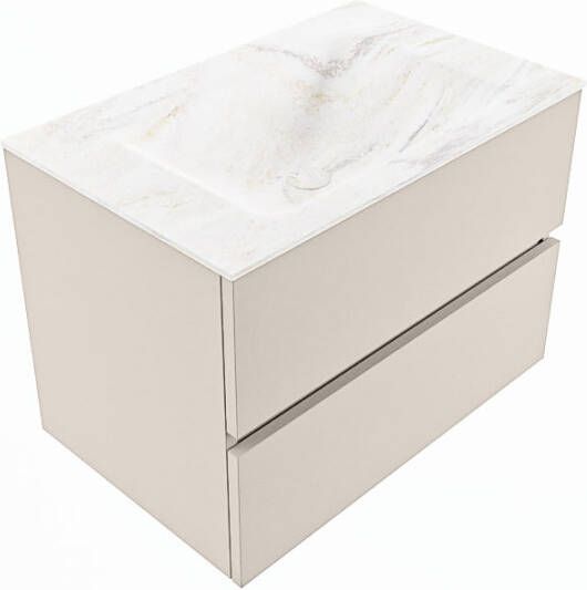 Mondiaz Vica Dlux badmeubel 70cm Linen Cloud wastafel Ostra midden zonder kraangat