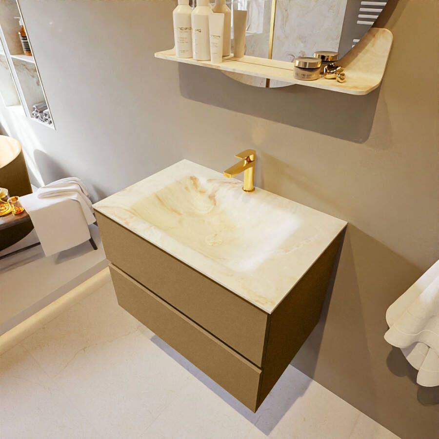 Mondiaz Vica Dlux badmeubel 70cm Oro Cloud wastafel Frappe midden met 1 kraangat