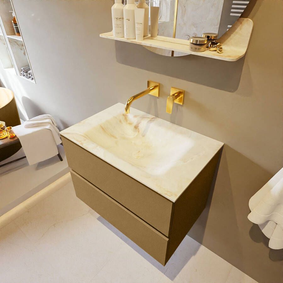 Mondiaz Vica Dlux badmeubel 70cm Oro Cloud wastafel Frappe midden zonder kraangat