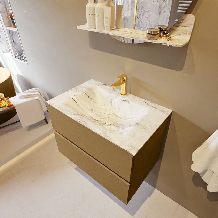 Mondiaz Vica Dlux badmeubel 70cm Oro Cloud wastafel Glace midden met 1 kraangat