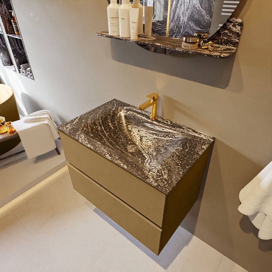 Mondiaz Vica Dlux badmeubel 70cm Oro Cloud wastafel Lava midden met 1 kraangat