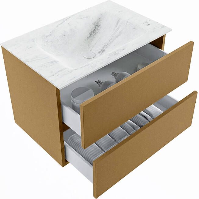 Mondiaz Vica Dlux badmeubel 70cm Oro Cloud wastafel Opalo midden zonder kraangat