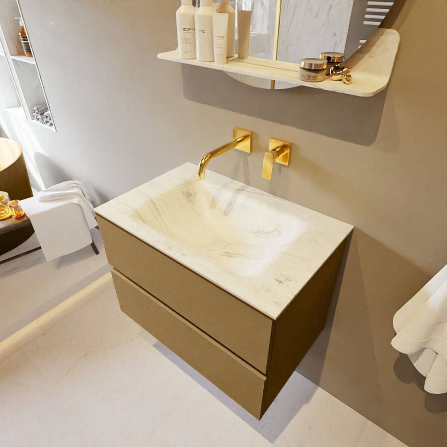 Mondiaz Vica Dlux badmeubel 70cm Oro Cloud wastafel Opalo midden zonder kraangat