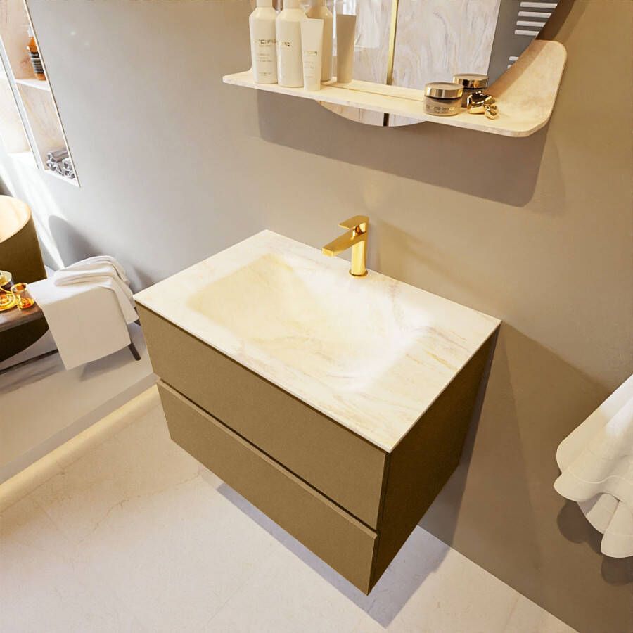 Mondiaz Vica Dlux badmeubel 70cm Oro Cloud wastafel Ostra midden met 1 kraangat