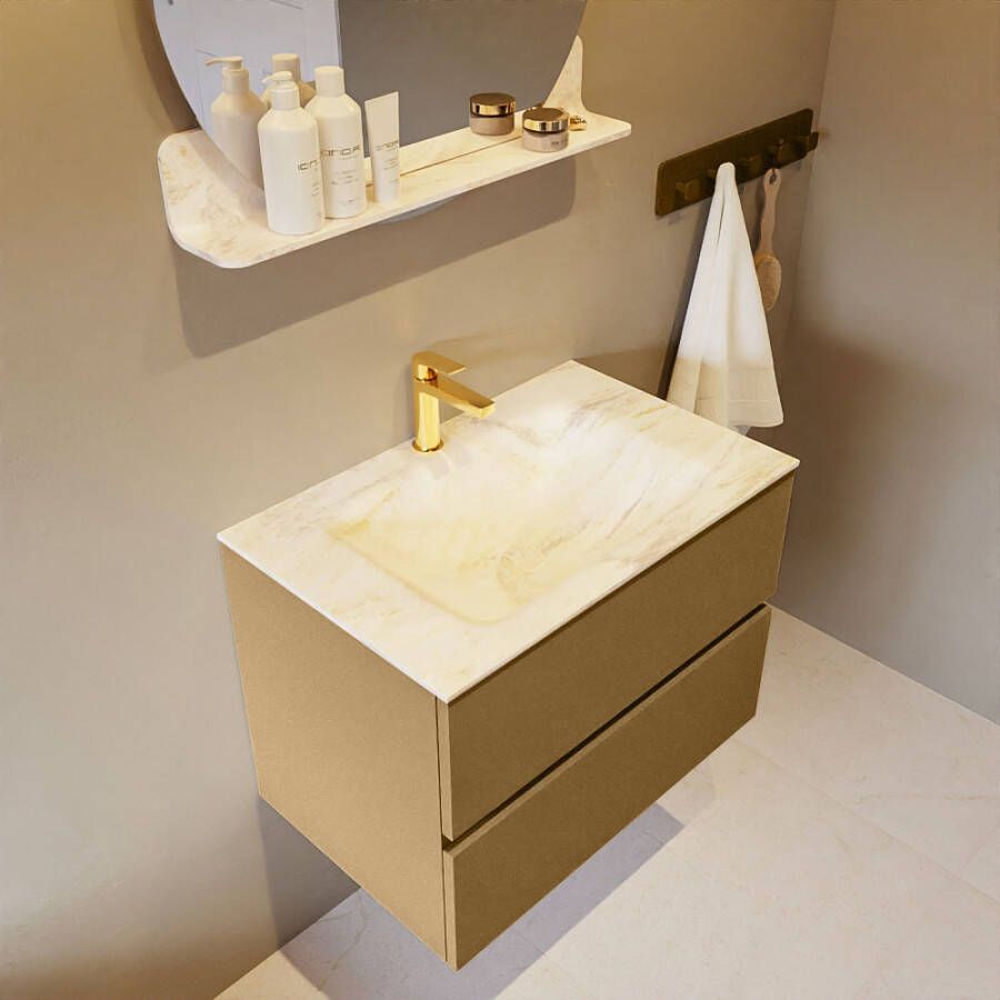 Mondiaz Vica Dlux badmeubel 70cm Oro Cloud wastafel Ostra midden met 1 kraangat