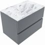 Mondiaz VICA-DLUX 70cm badmeubel onderkast Plata 2 lades. Inbouw wastafel CLOUD midden 1 kraangat kleur Glace. - Thumbnail 2