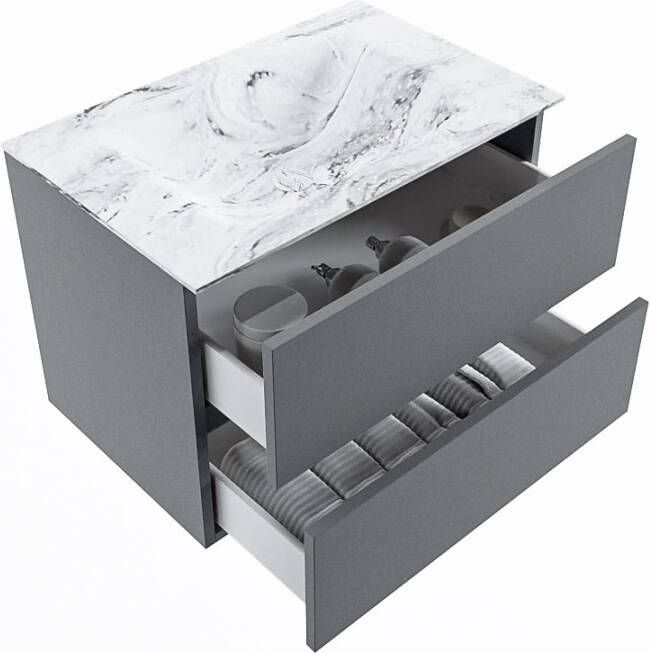 Mondiaz Vica Dlux badmeubel 70cm Plata Cloud wastafel Glace midden met 1 kraangat