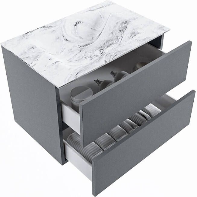 Mondiaz Vica Dlux badmeubel 70cm Plata Cloud wastafel Glace midden zonder kraangat