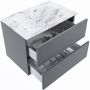 Mondiaz VICA-DLUX 70cm badmeubel onderkast Plata 2 lades. Inbouw wastafel CLOUD midden zonder kraangat kleur Glace. - Thumbnail 3