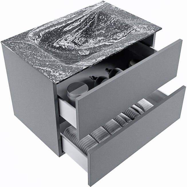 Mondiaz Vica Dlux badmeubel 70cm Plata Cloud wastafel Lava midden met 1 kraangat