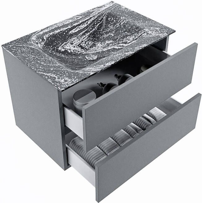 Mondiaz Vica Dlux badmeubel 70cm Plata Cloud wastafel Lava midden zonder kraangat