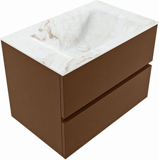 Mondiaz Vica Dlux badmeubel 70cm Rust Cloud wastafel Frappe midden met 1 kraangat