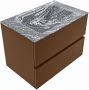 Mondiaz VICA-DLUX 70cm badmeubel onderkast Rust 2 lades. Inbouw wastafel CLOUD midden 1 kraangat kleur Lava. - Thumbnail 2