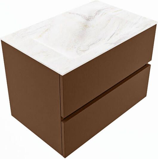 Mondiaz Vica Dlux badmeubel 70cm Rust Cloud wastafel Ostra midden met 1 kraangat