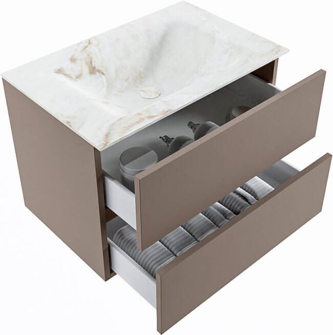 Mondiaz Vica Dlux badmeubel 70cm Smoke Cloud wastafel Frappe midden zonder kraangat