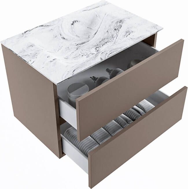 Mondiaz Vica Dlux badmeubel 70cm Smoke Cloud wastafel Glace midden met 1 kraangat