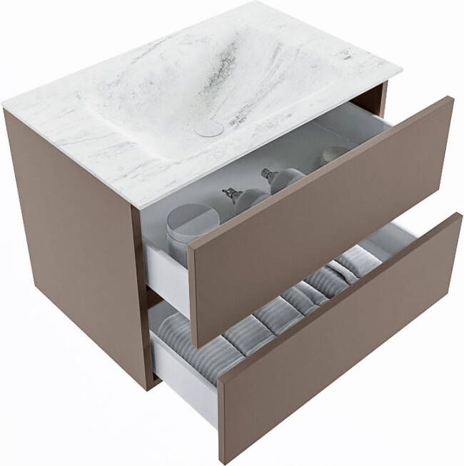 Mondiaz Vica Dlux badmeubel 70cm Smoke Cloud wastafel Opalo midden zonder kraangat
