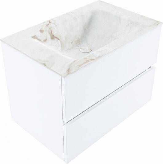 Mondiaz Vica Dlux badmeubel 70cm Talc Cloud wastafel Frappe midden met 1 kraangat