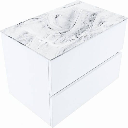 Mondiaz Vica Dlux badmeubel 70cm Talc Cloud wastafel Glace midden met 1 kraangat