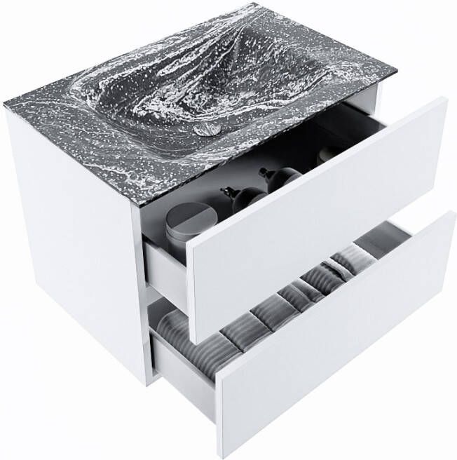 Mondiaz Vica Dlux badmeubel 70cm Talc Cloud wastafel Lava midden zonder kraangat