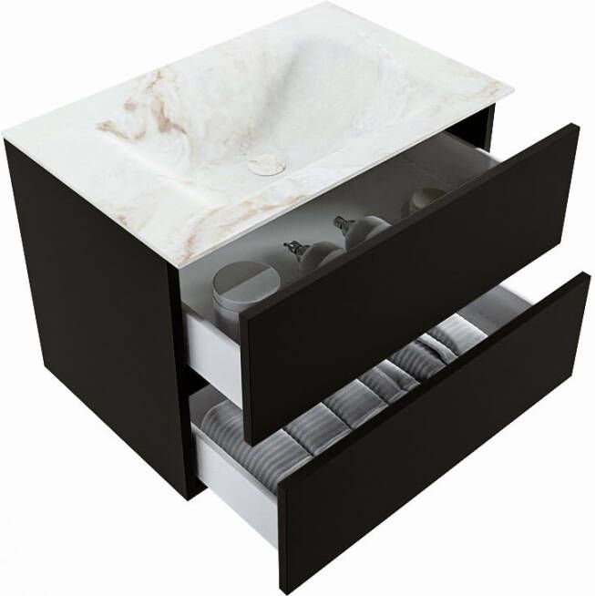Mondiaz Vica Dlux badmeubel 70cm Urban Cloud wastafel Frappe midden met 1 kraangat