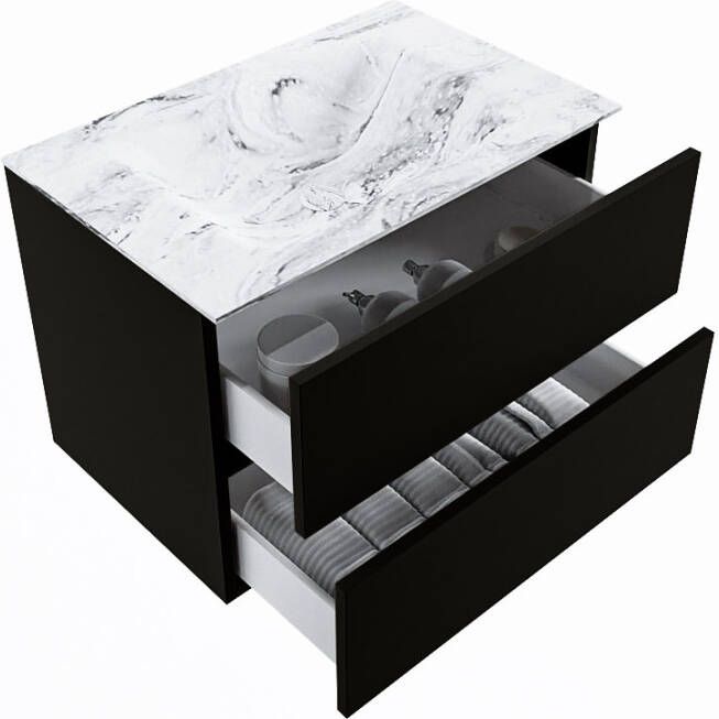 Mondiaz Vica Dlux badmeubel 70cm Urban Cloud wastafel Glace midden met 1 kraangat