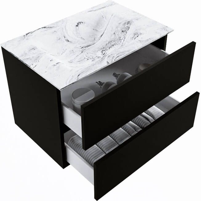 Mondiaz Vica Dlux badmeubel 70cm Urban Cloud wastafel Glace midden zonder kraangat