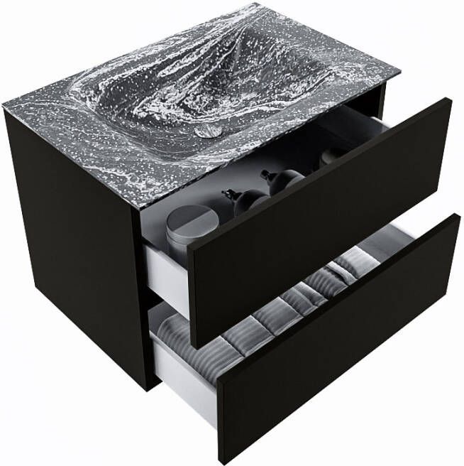 Mondiaz Vica Dlux badmeubel 70cm Urban Cloud wastafel Lava midden zonder kraangat