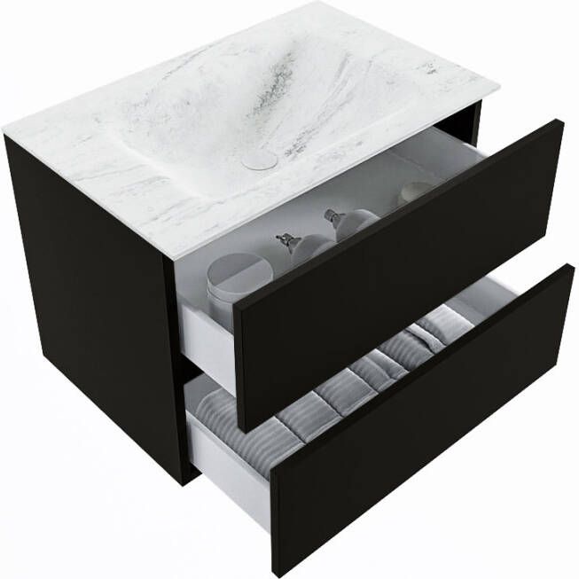 Mondiaz Vica Dlux badmeubel 70cm Urban Cloud wastafel Opalo midden met 1 kraangat