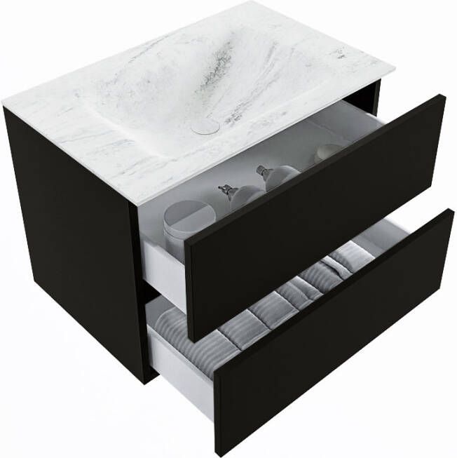 Mondiaz Vica Dlux badmeubel 70cm Urban Cloud wastafel Opalo midden zonder kraangat