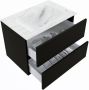 Mondiaz VICA-DLUX 70cm badmeubel onderkast Urban 2 lades. Inbouw wastafel CLOUD midden zonder kraangat kleur Opalo. - Thumbnail 3