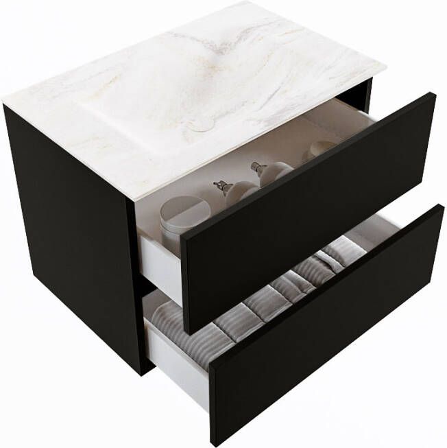 Mondiaz Vica Dlux badmeubel 70cm Urban Cloud wastafel Ostra midden zonder kraangat