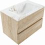 Mondiaz VICA-DLUX 70cm badmeubel onderkast Washed_Oak 2 lades. Inbouw wastafel CLOUD midden zonder kraangat kleur Frappe. - Thumbnail 2