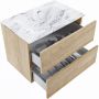 Mondiaz VICA-DLUX 70cm badmeubel onderkast Washed Oak 2 lades. Inbouw wastafel CLOUD midden 1 kraangat kleur Glace. - Thumbnail 3