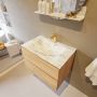 Mondiaz VICA-DLUX 70cm badmeubel onderkast Washed Oak 2 lades. Inbouw wastafel CLOUD midden 1 kraangat kleur Glace. - Thumbnail 4
