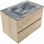 Mondiaz VICA-DLUX 70cm badmeubel onderkast Washed Oak 2 lades. Inbouw wastafel CLOUD midden 1 kraangat kleur Lava. - Thumbnail 3