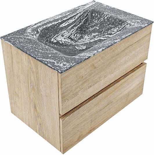 Mondiaz Vica Dlux badmeubel 70cm Washed Oak Cloud wastafel Lava midden zonder kraangat