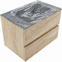Mondiaz VICA-DLUX 70cm badmeubel onderkast Washed Oak 2 lades. Inbouw wastafel CLOUD midden zonder kraangat kleur Lava. - Thumbnail 2