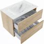 Mondiaz VICA-DLUX 70cm badmeubel onderkast Washed Oak 2 lades. Inbouw wastafel CLOUD midden 1 kraangat kleur Opalo. - Thumbnail 3