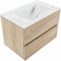 Mondiaz VICA-DLUX 70cm badmeubel onderkast Washed Oak 2 lades. Inbouw wastafel CLOUD midden zonder kraangat kleur Opalo. - Thumbnail 2