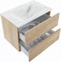 Mondiaz VICA-DLUX 70cm badmeubel onderkast Washed Oak 2 lades. Inbouw wastafel CLOUD midden zonder kraangat kleur Opalo. - Thumbnail 3