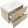 Mondiaz VICA-DLUX 70cm badmeubel onderkast Washed Oak 2 lades. Inbouw wastafel CLOUD midden 1 kraangat kleur Ostra. - Thumbnail 3
