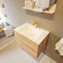 Mondiaz VICA-DLUX 70cm badmeubel onderkast Washed Oak 2 lades. Inbouw wastafel CLOUD midden 1 kraangat kleur Ostra. - Thumbnail 4