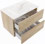 Mondiaz VICA-DLUX 70cm badmeubel onderkast Washed Oak 2 lades. Inbouw wastafel CLOUD midden zonder kraangat kleur Ostra. - Thumbnail 3
