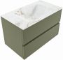 Mondiaz VICA-DLUX 80cm badmeubel onderkast Army 2 lades. Inbouw wastafel CLOUD midden 1 kraangat kleur Frappe. - Thumbnail 2